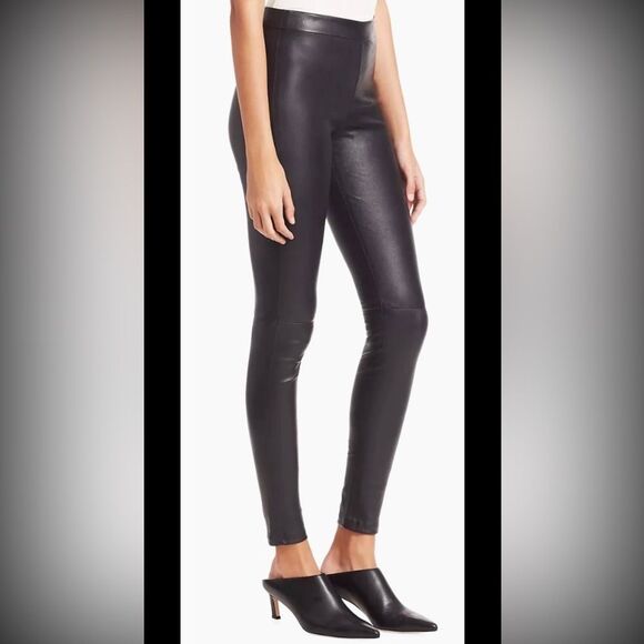 Theory Black  lamb Leather Leggings, US0 - Picture 4 of 13